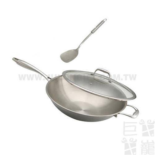 掌廚可樂膳複合金不鏽鋼炒鍋-35cm(附贈不鏽鋼鍋鏟)