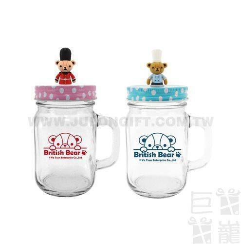 英國熊造型玻璃杯2入