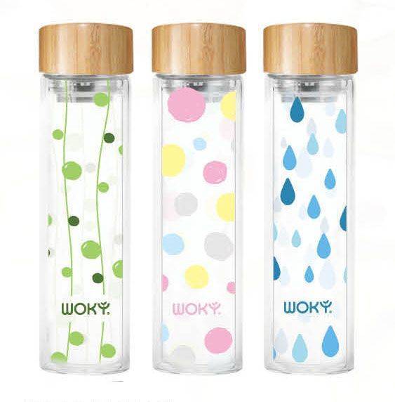 WOKY沃廚春漾雙層耐熱濾茶玻璃水瓶500ml