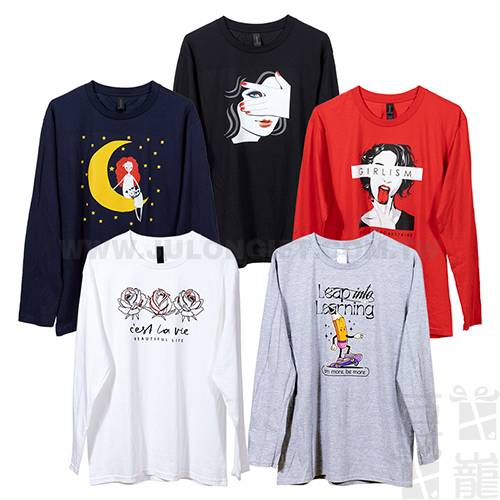 亞規柔棉長袖T恤Logo全彩燙印