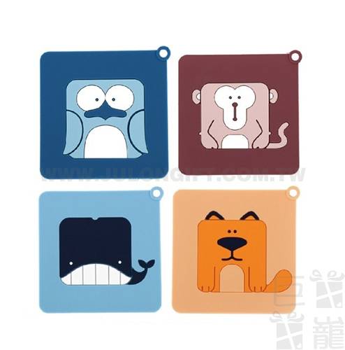 四方動物造型杯墊