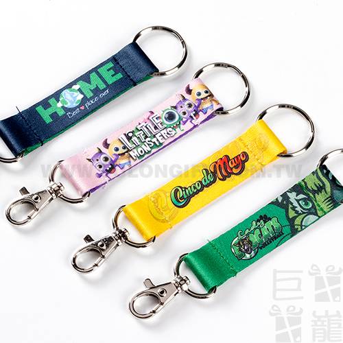 rPET商標熱轉印2cm織帶鑰匙圈