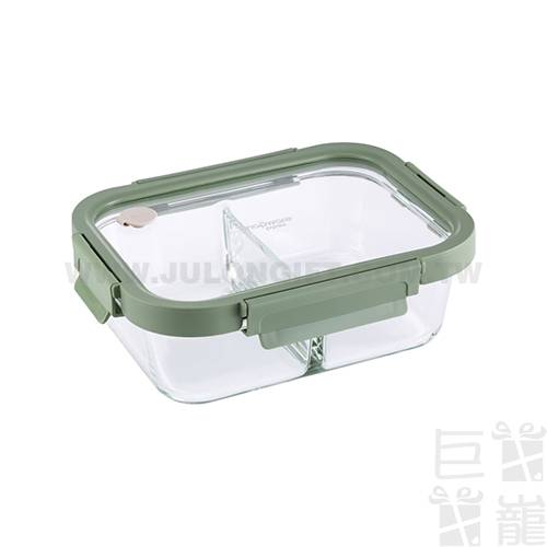 康寧 Snapware Eco Green長方形全可拆玻璃保鮮盒-990ml(分隔)