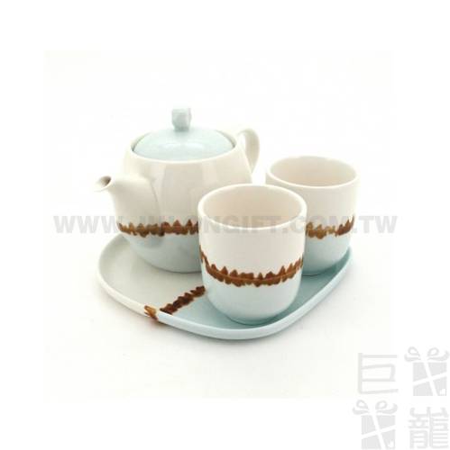 松村窯手繪雙色茶具組