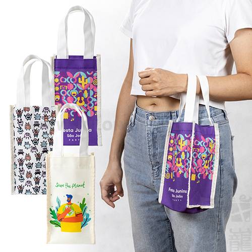 仿帆布三片式飲料立體袋